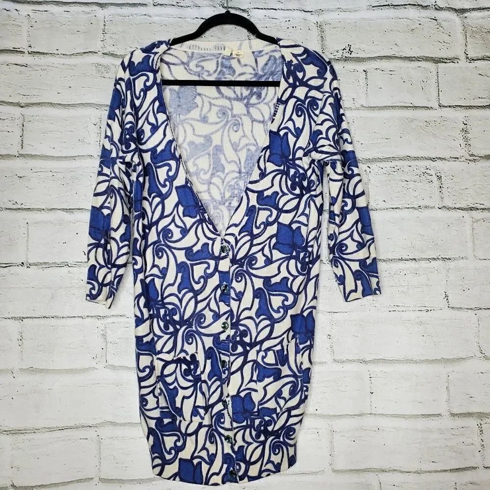 Anthropologie Moth floral full florist Boyfriend cardigan sweater small